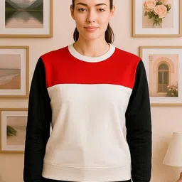 Austin wood Women Colourblocked Sweatshirt-picture-2