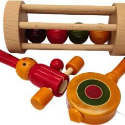 Wooden Natural Colorful Rattles Combo Eco Friendly Non-Toxic (Set of 3) Rattle-5