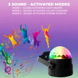 moozmob Sound Activated RGB DISCO Projection Light with 7 Modes Party DJ Light for Home Single Disco Ball image 3