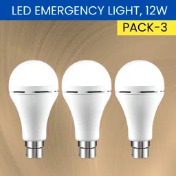 12W Rechargeable Inverter LED Bulb with Upto 4H.Power Cut Lighting Pack of_3M213 4 hrs Bulb Emergency Light-image-27