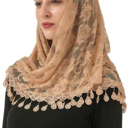 Embroidered Net Women Brown Fancy Scarf-image-28