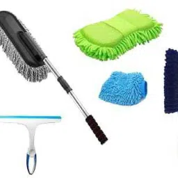 one microfiber duster ,carpet brush,washing scrub, gllass wiper,microfiber glove combo Combo-image-4