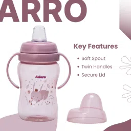 adore ARRO Soft Spout Sipper with Dust Free Cap and Twin Handle- 270ml image 2
