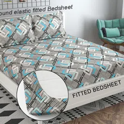 210 TC Cotton Double 3D Printed Fitted (Elastic) Bedsheet-11
