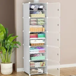 10-Shelf 5 Door almirah of clothes, cupboard clothes , wardrobe plastic almirah PP Collapsible Wardrobe-image-57