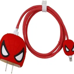 RidivishN Charger Cover for iPhone 18W-20W Adapter, Cute 3D Cartoon Spiderman, USB Spiral Cable Protector-image-78