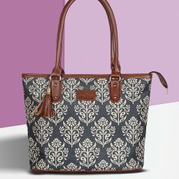 Grey Women Shoulder Bag Percy Printed Handicraft Handbag Ladies Shoulder Bag For Women College Girls-image-16
