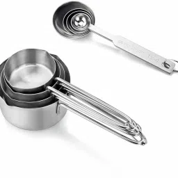 homeeware 60ML 80ML 125ML 250ML Cups and 1.25 ml 2.5 ml 5 ml 15 ml tablespoons Stainless Steel Measuring Spoon Set image 2