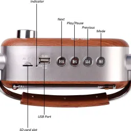 iBELL FM700BT Portable Radio with Bluetooth Speaker, USBSDMP3 Player & Dynamic Speaker 3 Band, Brown FM Radio image 3