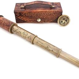 VINTAGE STAR Steampunk Handheld Brass Telescope for Travelers, Nautical Collector's & Home Decorative Catadioptric Telescope-24