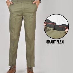 Women Slim Fit Dark Green Lycra Blend Trousers-image-90