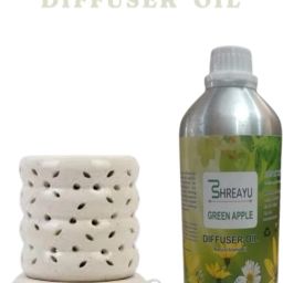shreayu Green Apple Diffuser Oil | Long Lasting Aroma | Home Fragrance oil - 1 liter Ceramic Diffuser Diffuser-66