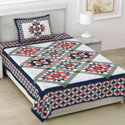 144 TC Cotton Single Jaipuri Prints Flat Bedsheet-image-28
