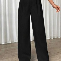 Women Straight Fit Black Lycra Blend Trousers-image-95