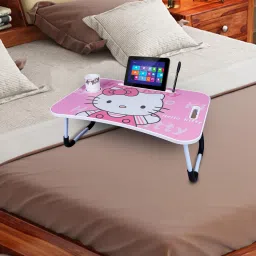 Hello Kitty Prints Protable Foldable Table for Study & Work, Best for Work Home Wood Portable Laptop Table-0
