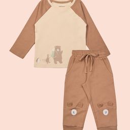 My Milestones Boys Colourblocked Long Sleeves Pure Cotton T-shirt With Trousers-picture-5