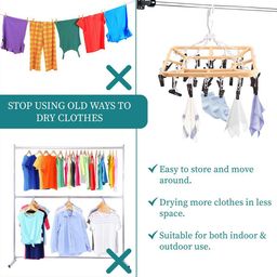 Kuber Industries 2 Pcs Plastic 360 Rotating Hangers for Drying Clothes32 Clips image 5