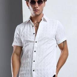 THE BEETEL HOUSE Men Textured Spread Collar Casual Shirt-picture-27