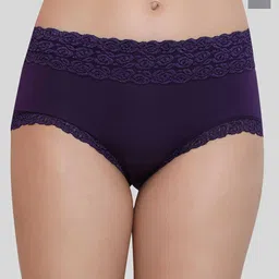 Glamoras Pack Of 2 High-Rise Seamless Lace Trim Hipster Briefs GL-LACEPANTY-463-GREY-PURPL-picture-39
