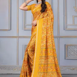 STAVA CREATION Ajrak Block Zari Saree image 3