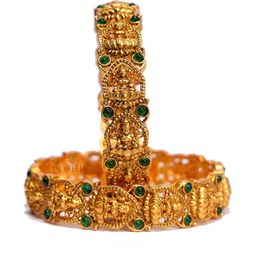 POSHIFY Set of 2 Luxury Gold Plated Goddess Laxmi Design Pure Brass Bangles-image-67