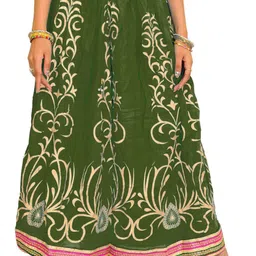 Exotic India Printed Long Skirt With Embellished Patch Border-image-54