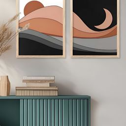 Kotart Brown & Black 2 Pieces Printed Wooden Wall Arts-picture-10