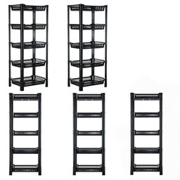 Kuber Industries Black 5 Pieces Multipurpose 5 Tier Racks For Storage image 1