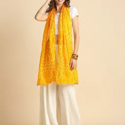 Dupatta Bazaar Women Bandhini Stole with lace-image-40