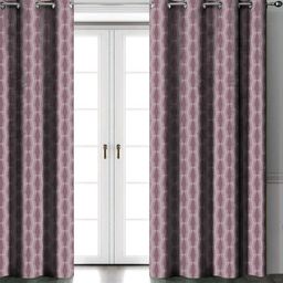 Aura Rose Gold & Pink Set of 2 Geometric Black Out Long Door Curtain-7
