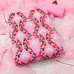 SAINOOR Embroidered Organza Unstitched Dress Material-image-106
