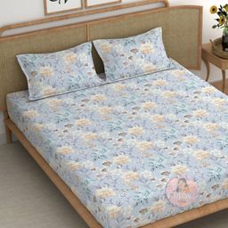 CHHAVI INDIA Blue & Pink Floral Printed 210 TC Queen Bedsheet Set 2.5 m x 2.25 m-picture-32
