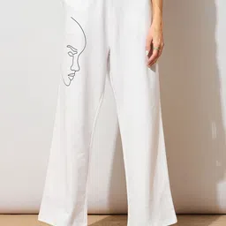 SASSAFRAS Printed Flared Fit Trousers-image-47