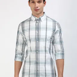 Tommy Hilfiger Men Button-Down Collar Tartan Checked Cotton Slim Fit Casual Shirt-image-31