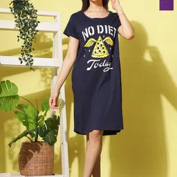 9shines Label Women's Printed Knee Length T Shirt Nightdress-image-20