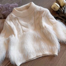FOREVER FRIDAY Girls Cable Knit Pullover with Fuzzy Detail-picture-15