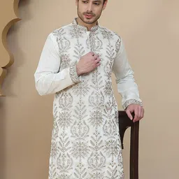 Jompers Men Floral Embroidered Thread Work Kurta-picture-35
