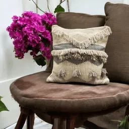 LUSHLYF Off White & Blue Geometric Square Cushion Covers-25