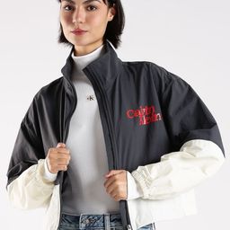 Calvin Klein Jeans Relaxed Fit Colourblocked High-Neck Windcheater Open Front Jacket-picture-20