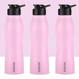 BOROSIL Grip Go Pink 3 Pieces Stainless Steel Water Bottle-image-88