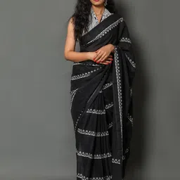 Lovwear Black Pure Cotton Sarees-picture-7