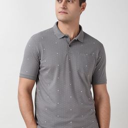 Peter England Geometric Printed Polo Collar Regular Sleeves Pockets Regular Fit T-shirt-picture-35