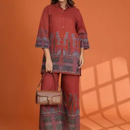 Kaftanize Printed Top With Trousers Co-Ord-picture-1
