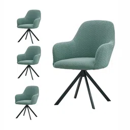 HOKIPO 4-Pcs Green Textured Swivel Dining Chair Covers-picture-45