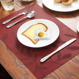 YELONA 6 Pieces Maroon Woven Design Table Placemats-15