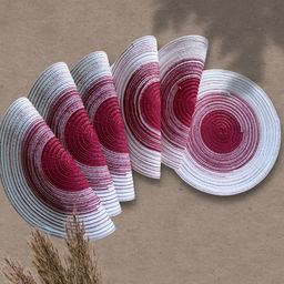 YELONA Maroon 6 Pieces Striped Non Slip Cotton Table Placemats-46