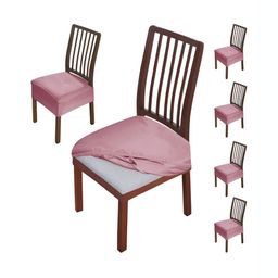 HOKIPO Pink 6 Pieces Velvet Chair Covers-image-55