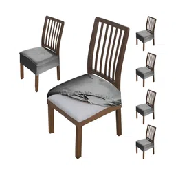 HOKIPO Grey 6 Pieces Velvet Chair Covers-image-21