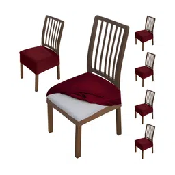 HOKIPO Burgundy 6 Pieces Velvet Chair Covers-picture-3