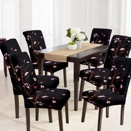 Cortina Set Of 6 Black Printed Chair Covers-image-60